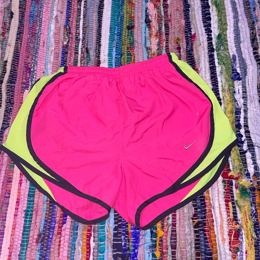 Nike Tempo mid-rise dri-fit lined neon running shorts
